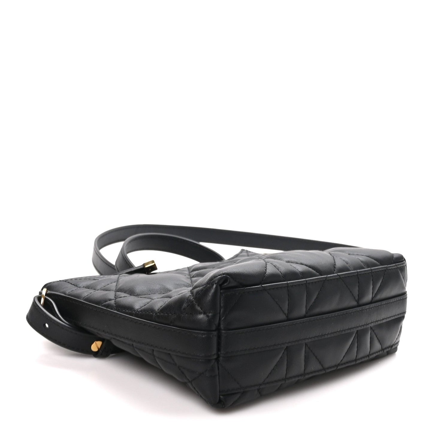 Calfskin Macrocannage Miss Caro Diorling Mini Bag with Chain Black