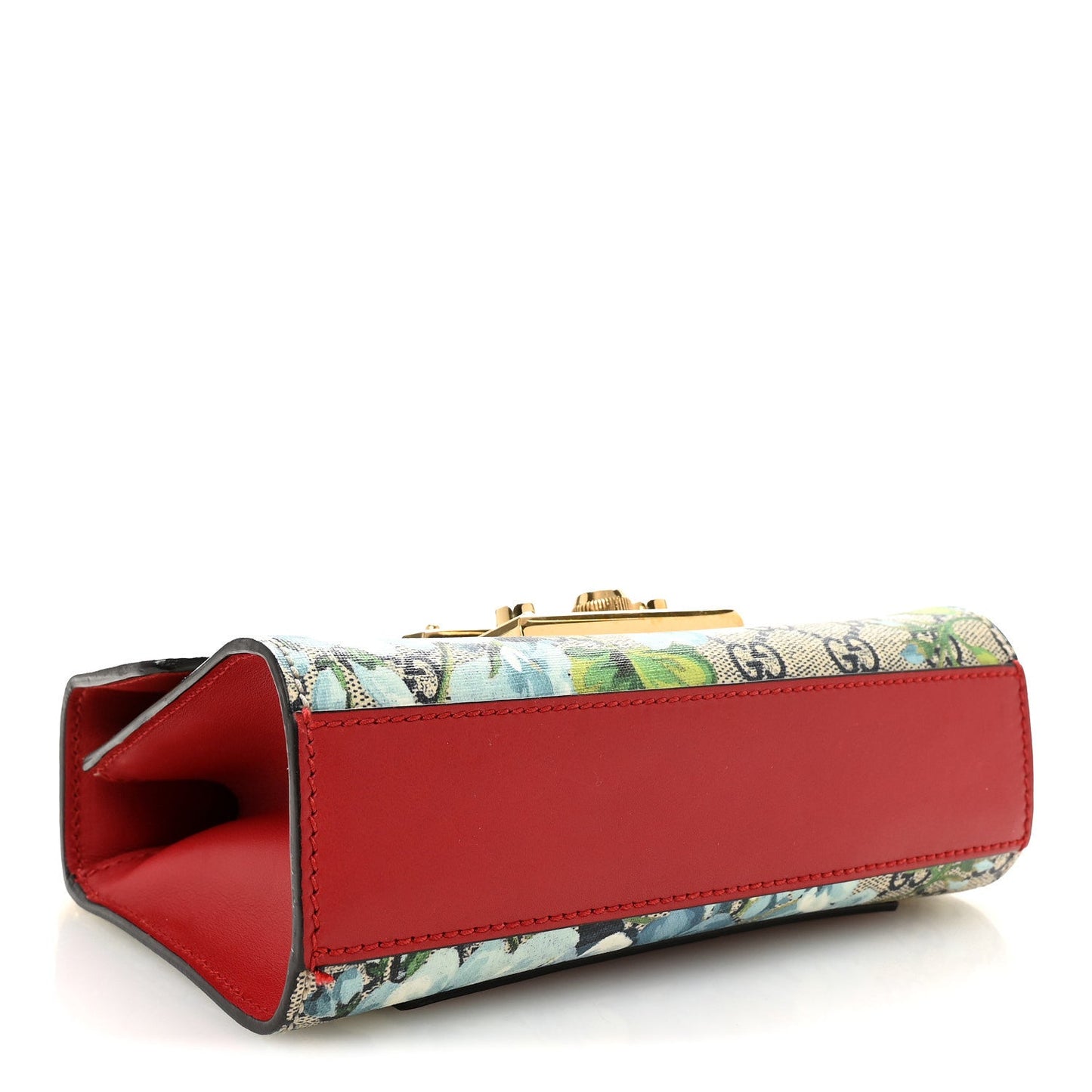 GG Supreme Monogram Blooms Small Padlock Shoulder Bag Beige Blue Navy Hibiscus Red