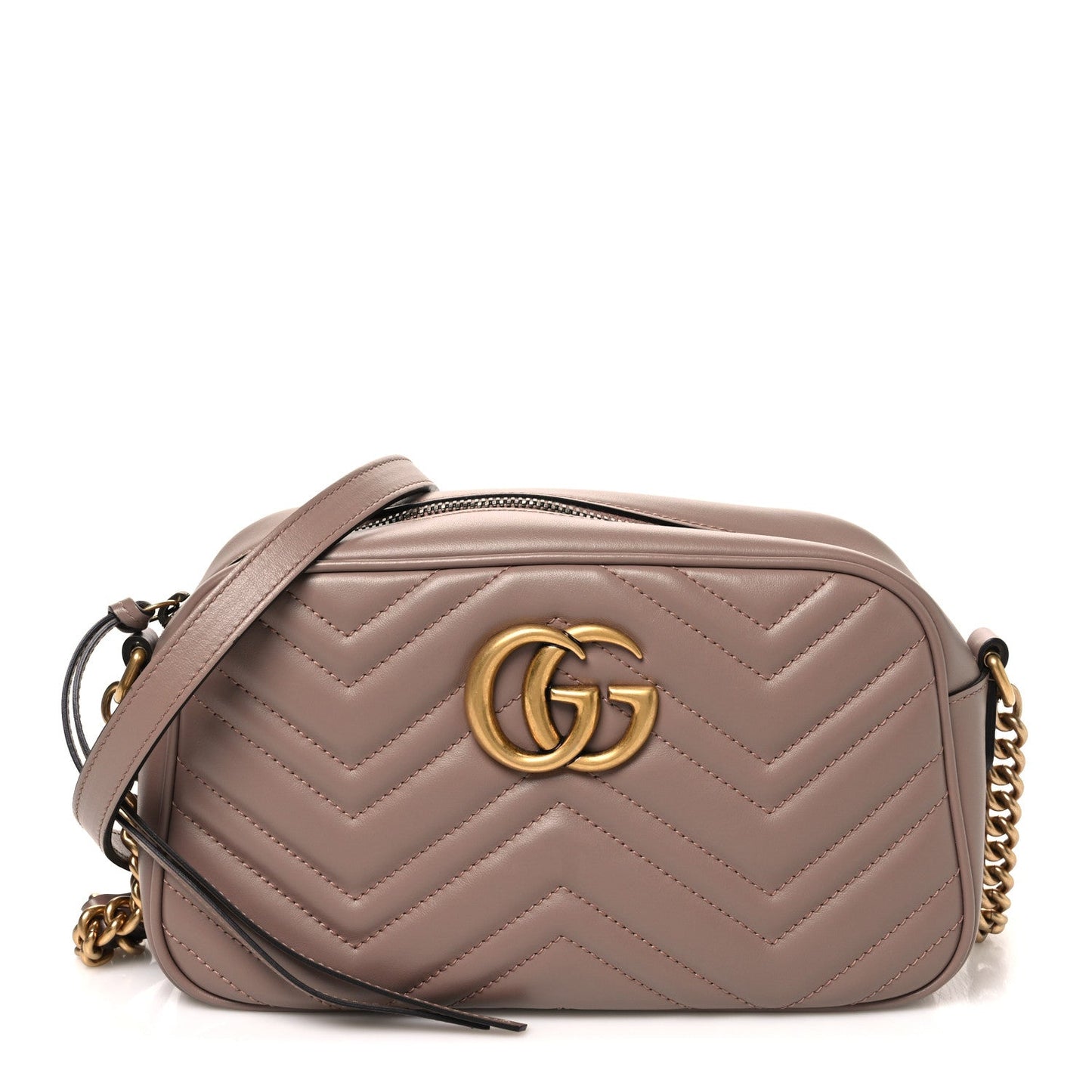 Calfskin Matelasse Small GG Marmont Chain Shoulder Bag Porcelain Rose