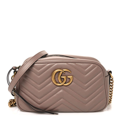 Calfskin Matelasse Small GG Marmont Chain Shoulder Bag Porcelain Rose