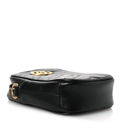 Calfskin Matelasse Mini GG Marmont Crossbody Bag Black
