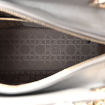 Pearly Lambskin Cannage Medium Lady Dior Grey