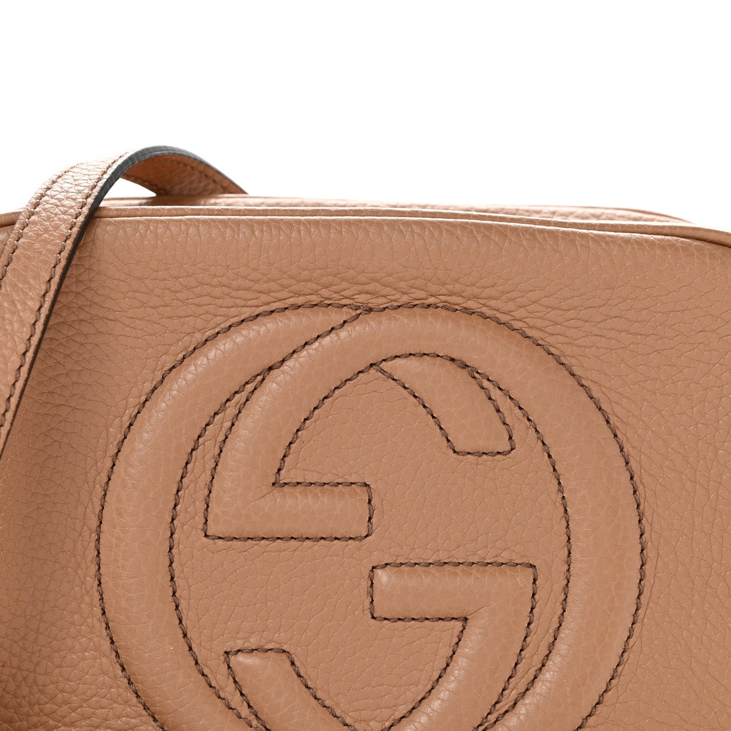 Pebbled Calfskin Small Soho Disco Bag Camelia