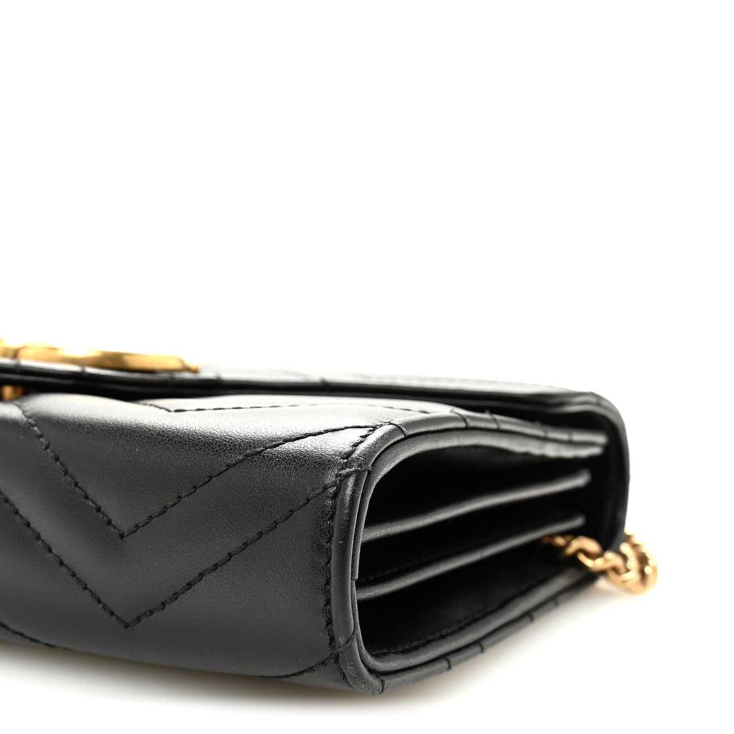 Calfskin Matelasse GG Marmont Chain Wallet Black