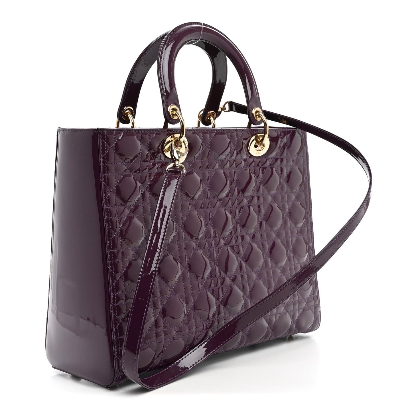Patent Cannage Large Lady Dior Purple