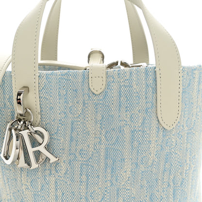 Washed Jacquard Oblique Small Vertical Toujours Tote Celeste Blue