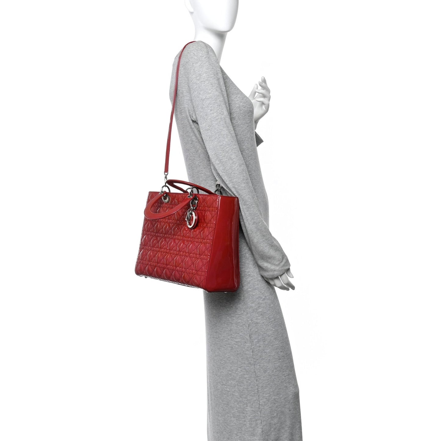 Patent Cannage Large Lady Dior Fuchsia