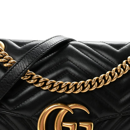 Calfskin Matelasse Small GG Marmont Shoulder Bag Black
