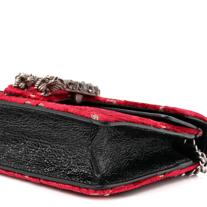 Velvet GG Monogram Super Mini Dionysus Shoulder Bag Red Cipria Black