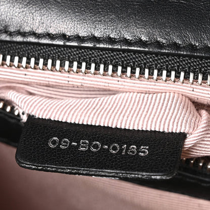 Patent Medium Diorama Flap Bag Black