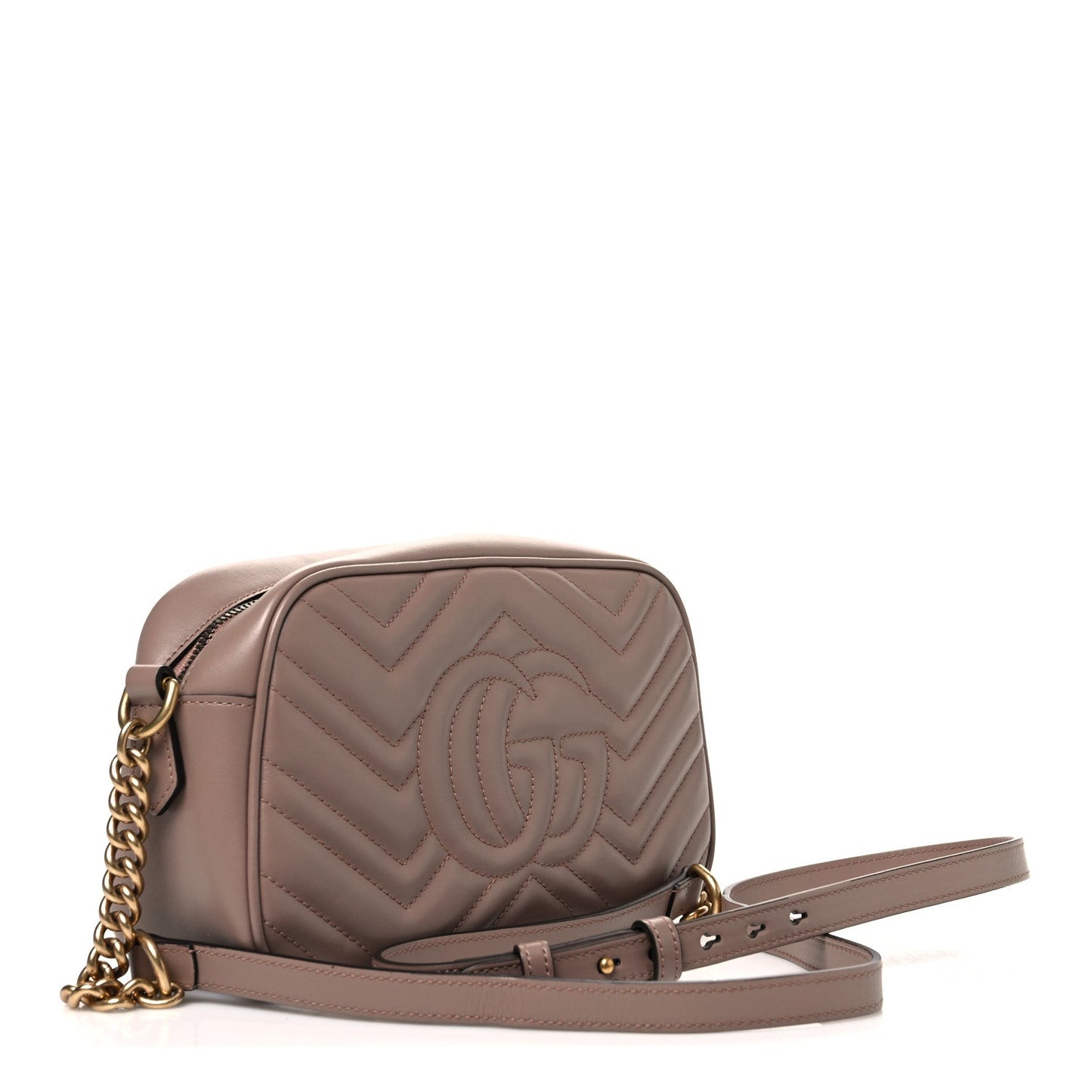 Calfskin Matelasse Small GG Marmont Chain Shoulder Bag Porcelain Rose