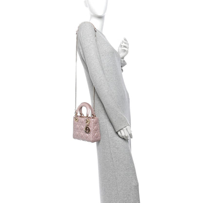 Metallic Lambskin Cannage Mini Lady Dior Lotus