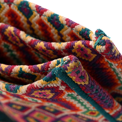 Canvas Embroidered Large Mexican Crafts Book Tote Orange Multicolor