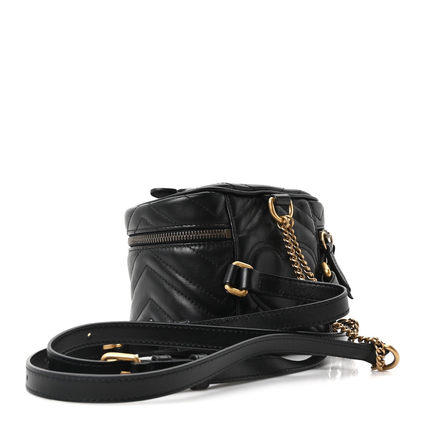Calfskin Matelasse Mini GG Marmont Round Backpack Black