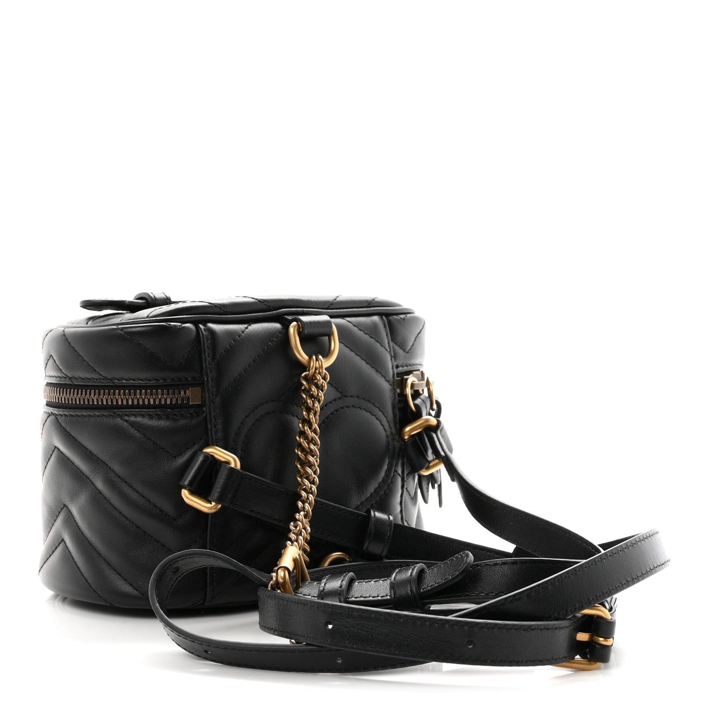 Calfskin Matelasse Mini GG Marmont Round Backpack Black