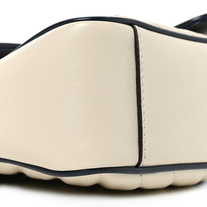 Vintage Effect Calfskin Matelasse Diagonal Small Torchon GG Marmont Shoulder Bag Mystic White Blue Agata