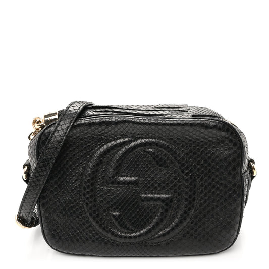 Snakeskin Small Soho Disco Bag Black