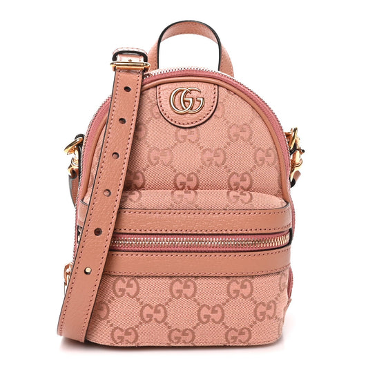 Monogram Textured Dollar Calfskin Mini Ophidia Crossbody Cloche Rose Pink