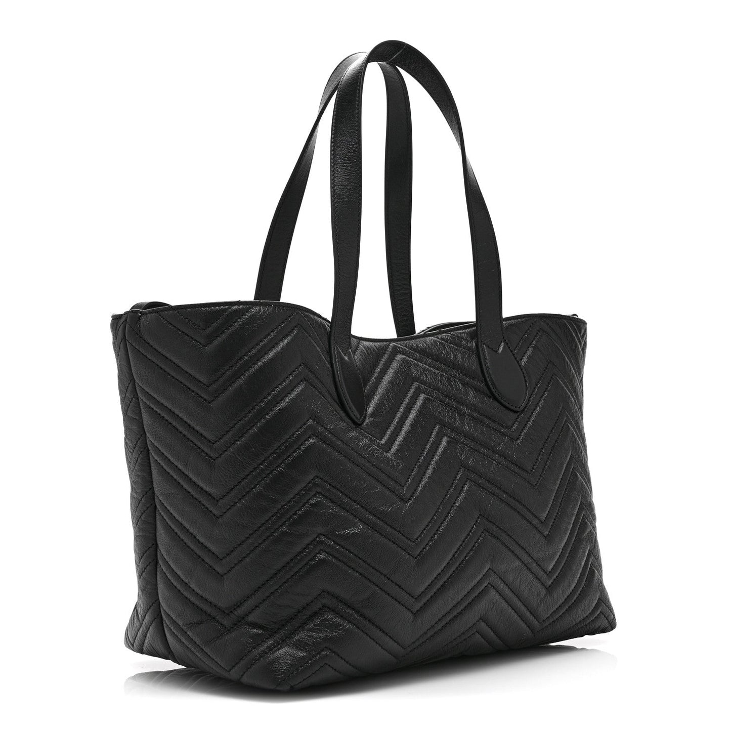 Soft Calfskin Matelasse Medium GG Marmont Tote Bag Black