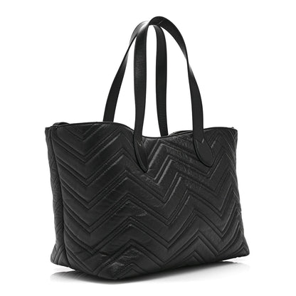 Soft Calfskin Matelasse Medium GG Marmont Tote Bag Black