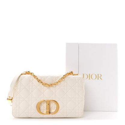 Supple Calfskin Cannage Medium Caro Bag Ivory