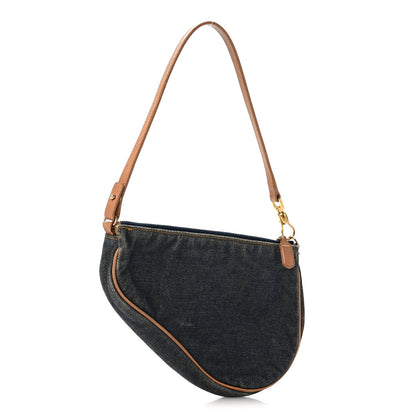 Denim Mini Saddle Pochette Navy