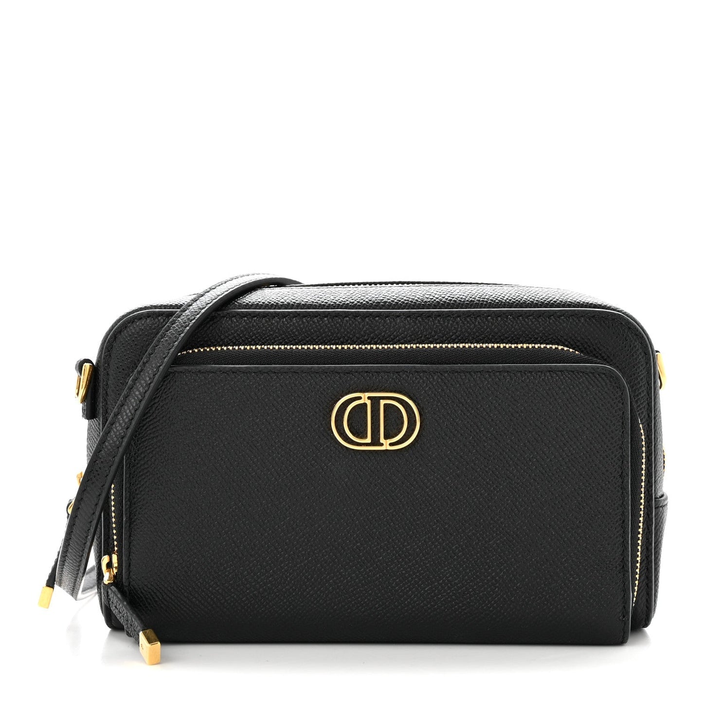Grained Calfskin Caro Double Pouch Black
