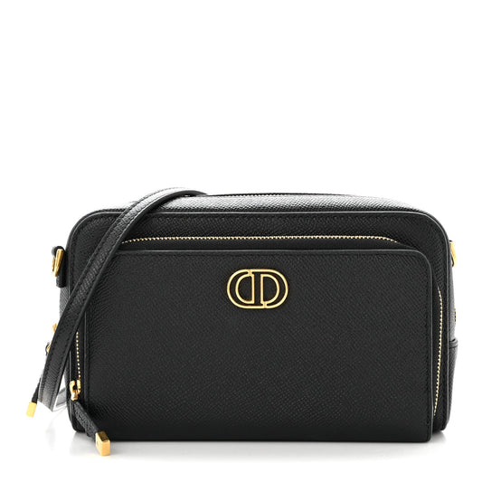 Grained Calfskin Caro Double Pouch Black