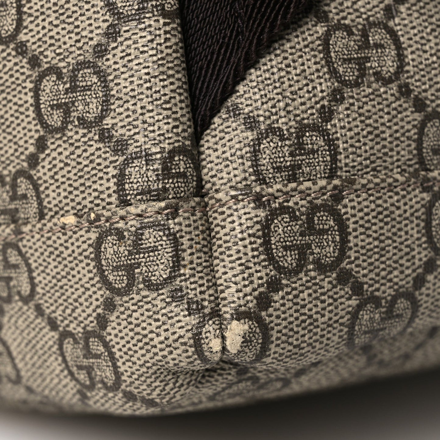GG Supreme Monogram Medium Single Buckle Rucksack Backpack Beige Ebony Brown