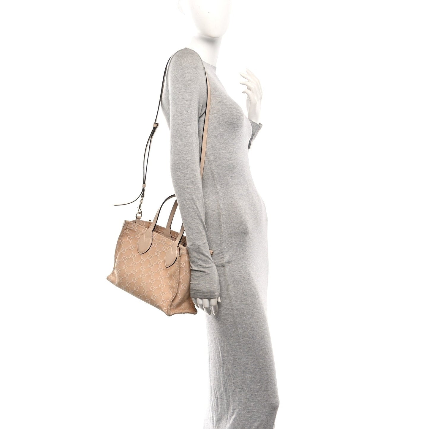 Denim Ophidia GG Monogram Tote Medium Light Beige