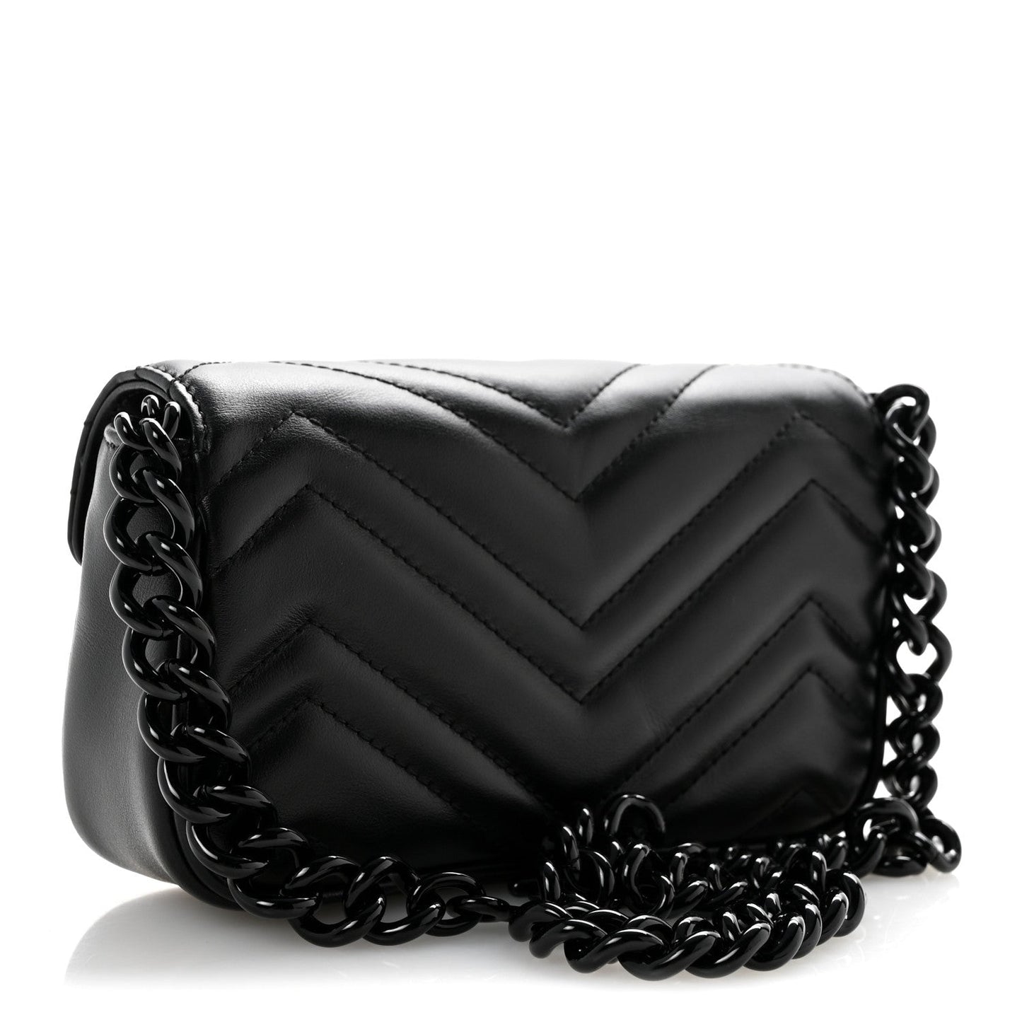 Calfskin Matelasse Monochrome GG Marmont Chain Belt Bag Black