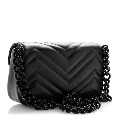 Calfskin Matelasse Monochrome GG Marmont Chain Belt Bag Black