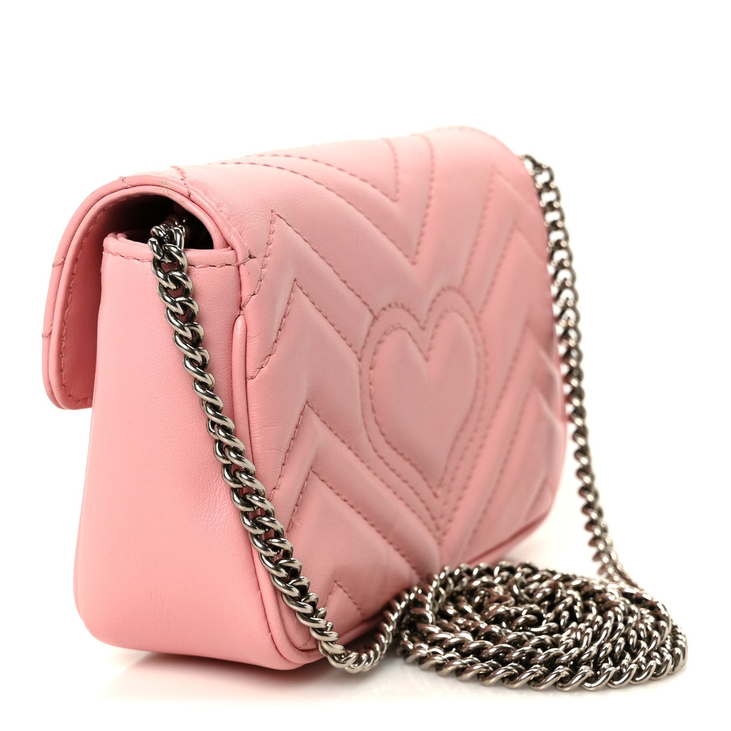 Calfskin Matelasse Super Mini GG Marmont Shoulder Bag Wild Rose