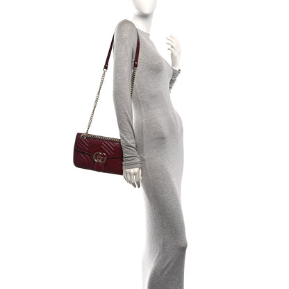 Lambskin Matelasse Small GG Marmont Shoulder Bag  Rosso Ancora