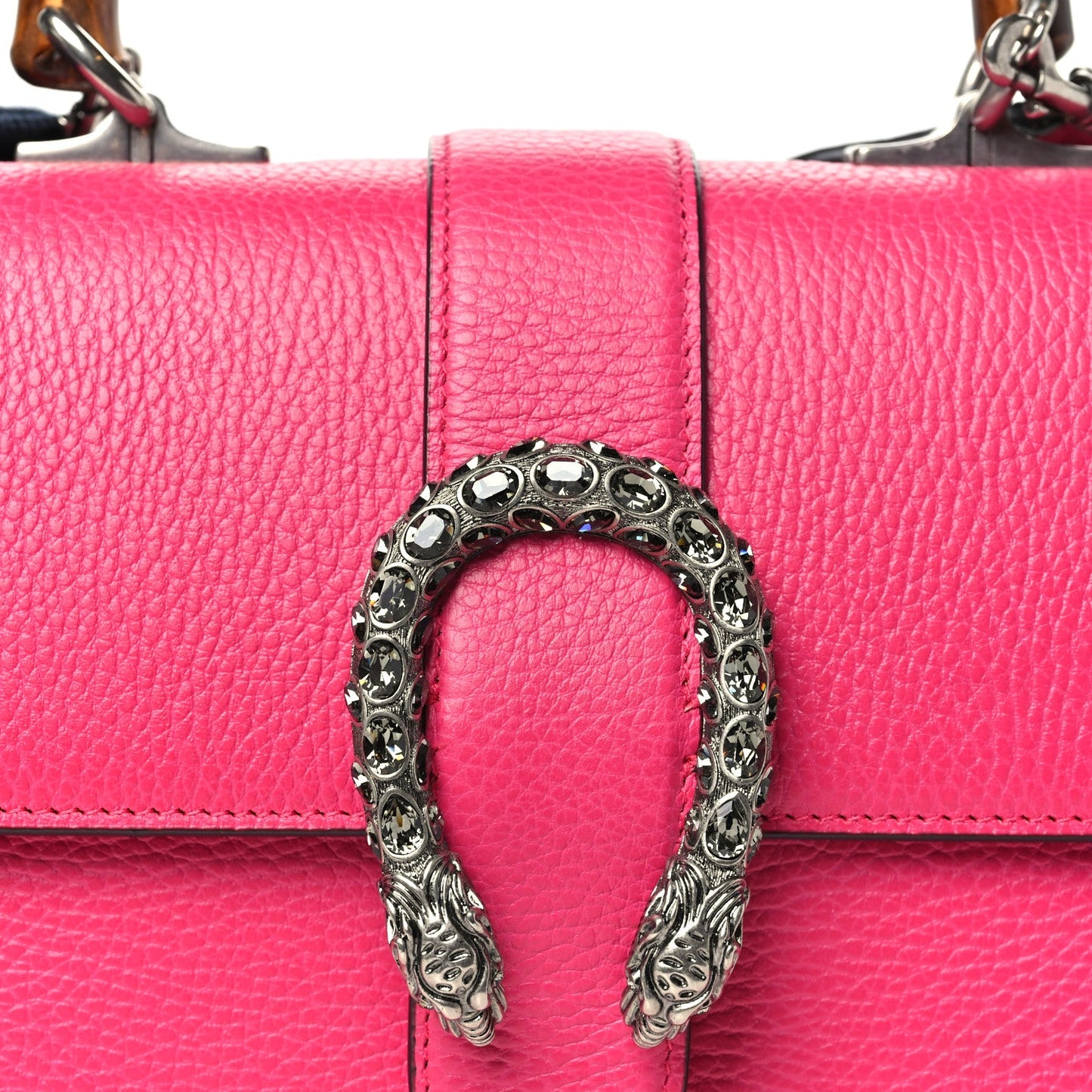 Dollar Calfskin Crystal Web Medium Dionysus Bamboo Top Handle Bag Box Pink Black Diamond