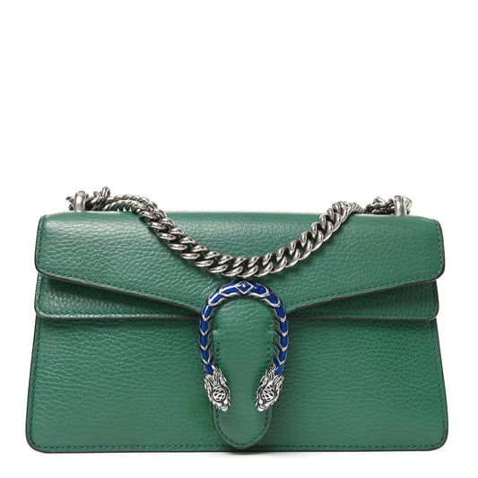 Dollar Calfskin Enamel Small Dionysus Shoulder Bag Emerald Electric Blue