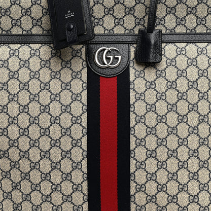 GG Supreme Monogram Web Savoy Garment Bag Beige Blue