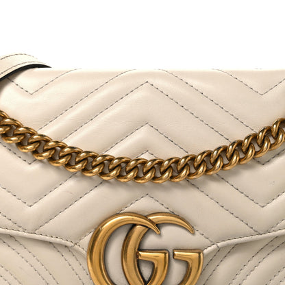 Calfskin Matelasse Small GG Marmont Shoulder Bag White