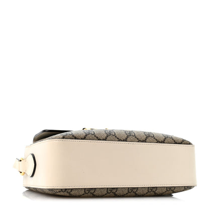 GG Supreme Monogram Small Horsebit 1955 Shoulder Bag Beige Mystic White