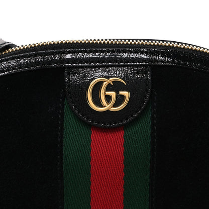 Suede Patent Web GG Small Ophidia Dome Shoulder Bag Black