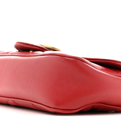 Calfskin Matelasse Super Mini GG Marmont Shoulder Bag Hibiscus Red