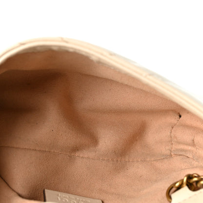 Calfskin Matelasse Super Mini GG Marmont Shoulder Bag White