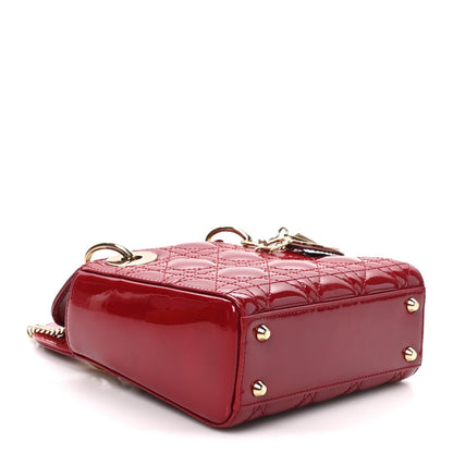 Patent Cannage Mini Lady Dior Red