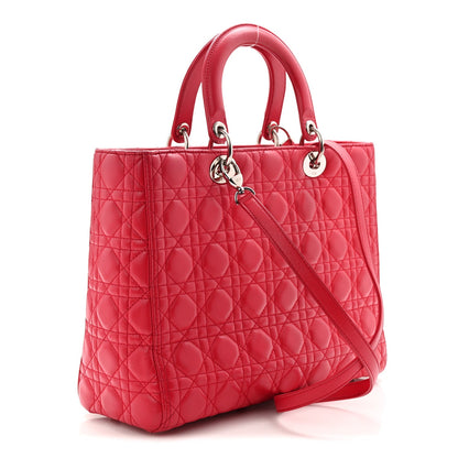 Lambskin Cannage Large Lady Dior Fuchsia