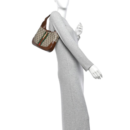 GG Supreme Monogram Azalea Calfskin Web Small Jackie 1961 Hobo Beige Ebony Brown Sugar