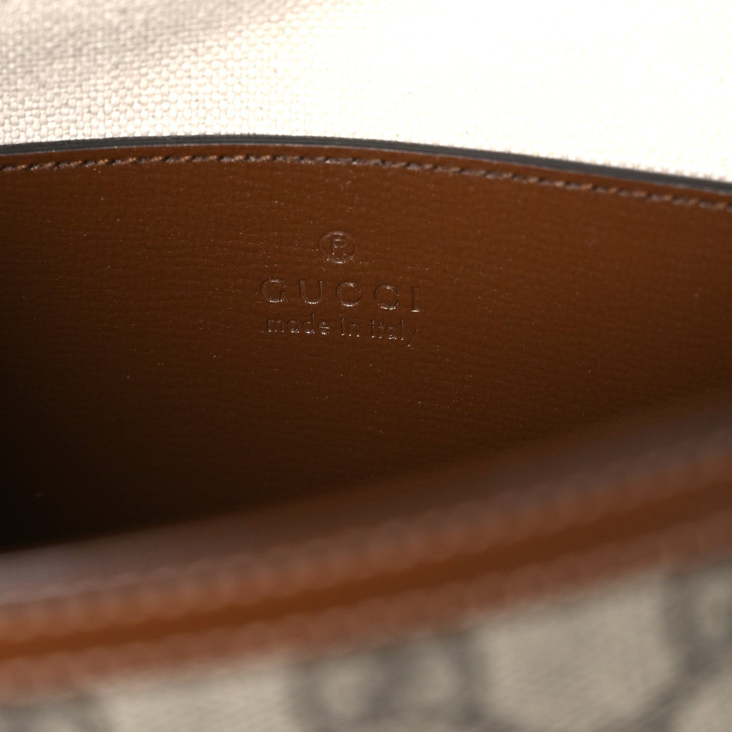 GG Supreme Monogram Web Mini Horsebit 1955 Shoulder Bag Beige Brown Sugar