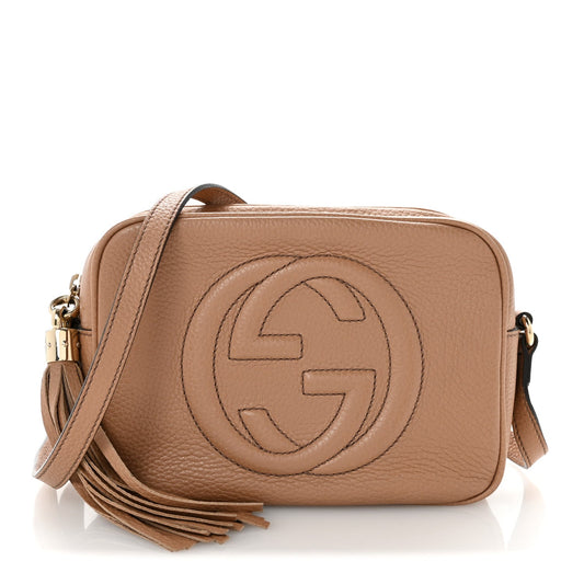Pebbled Calfskin Small Soho Disco Bag Camelia
