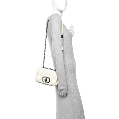 Lambskin Macrocannage Small Dior Caro Bag Ivory