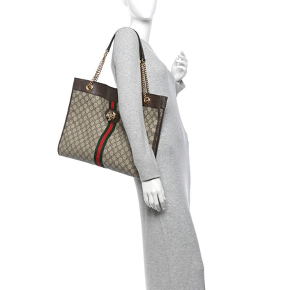 GG Supreme Monogram Large Rajah Chain Tote Beige New Acero
