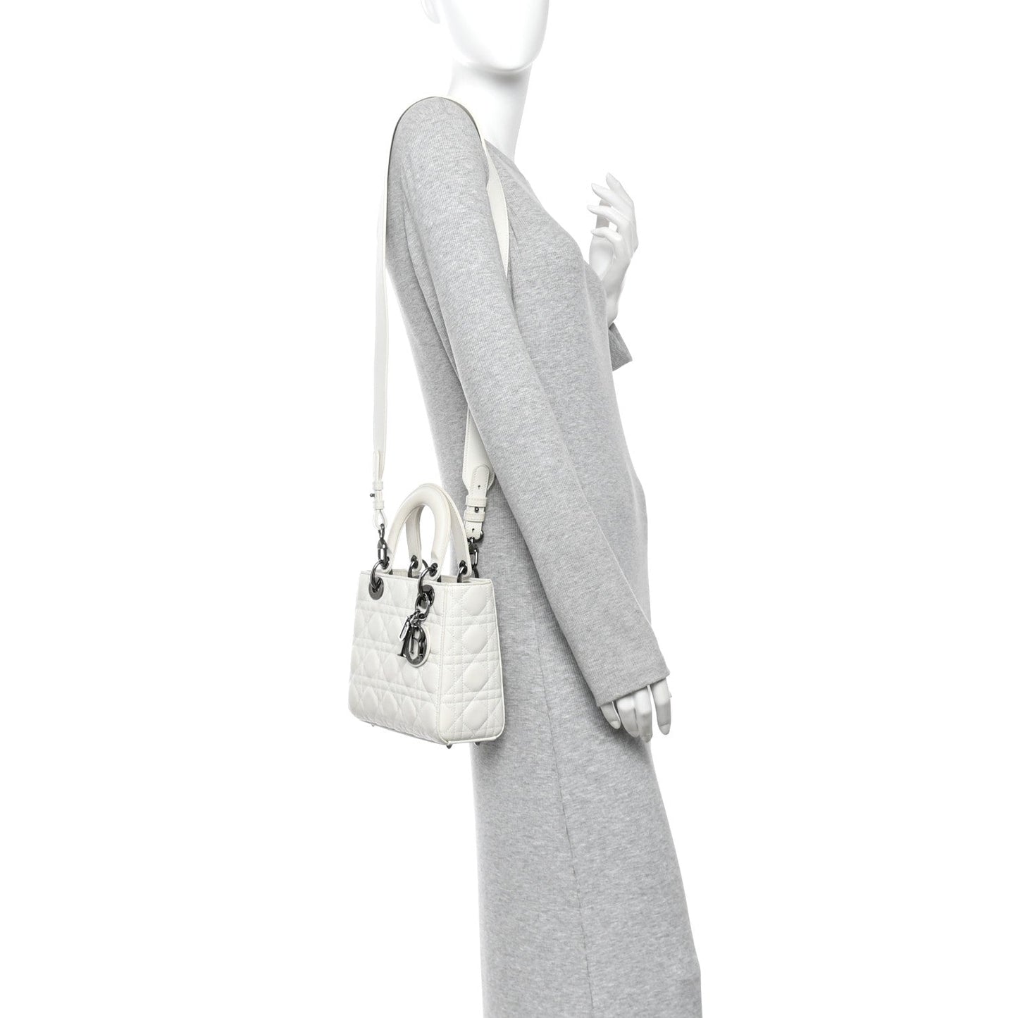 Lambskin Cannage Small My ABCDior Lady Dior White